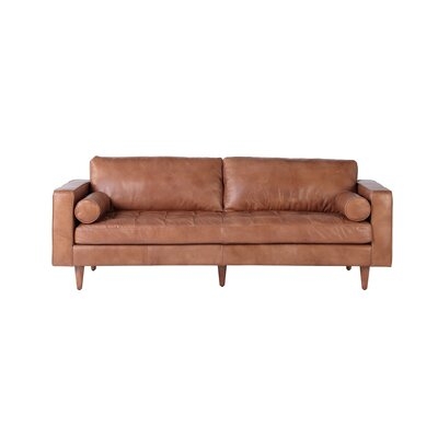Brilliana Genuine Leather 89" Wide Square Arm Sofa - Image 0