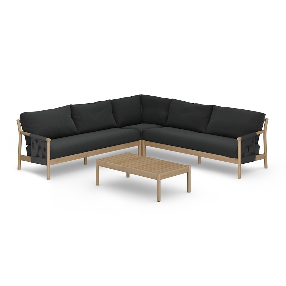 Rosa 110" Outdoor Sectional Set - Dravite Black - Image 1