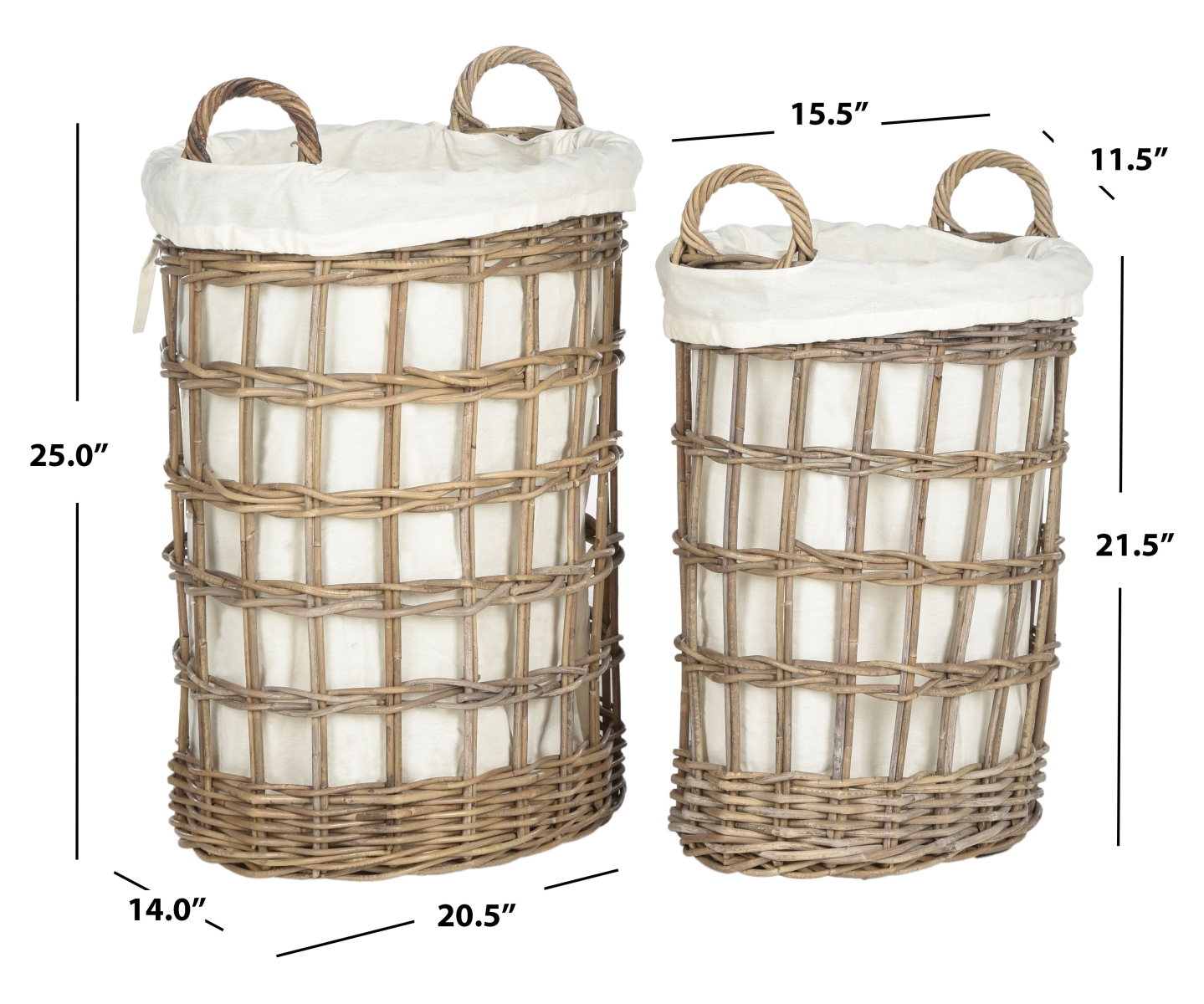 Adisa Set Of 2 Laundry Basket - Grey - Safavieh - Image 5