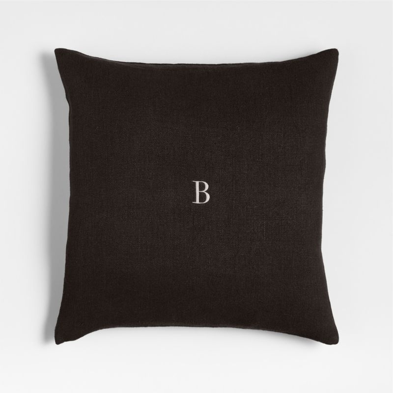 Relaxed Linen 20"x20" Ink Black Layering Throw Pillow with Feather Insert - Image 3