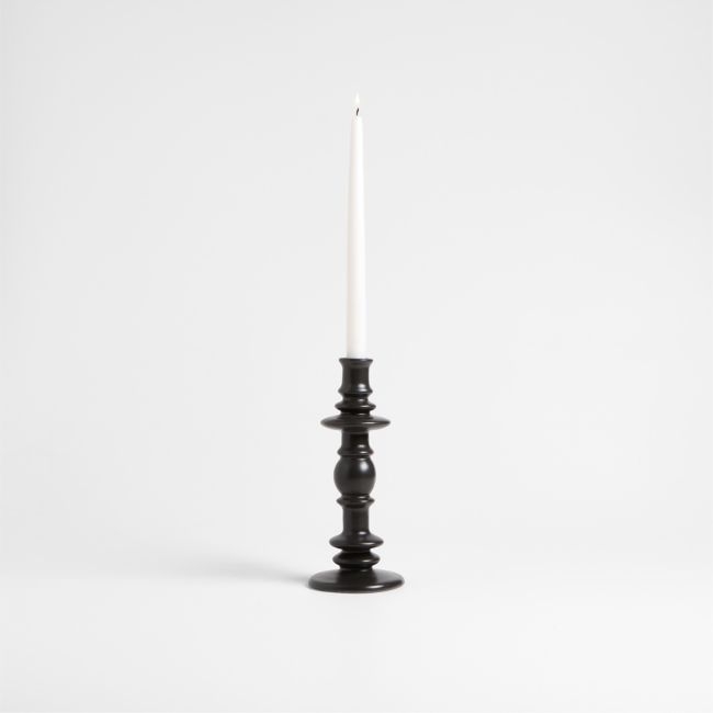 Cortana Large Charcoal Earthenware Taper Holder 10.25" - Image 0