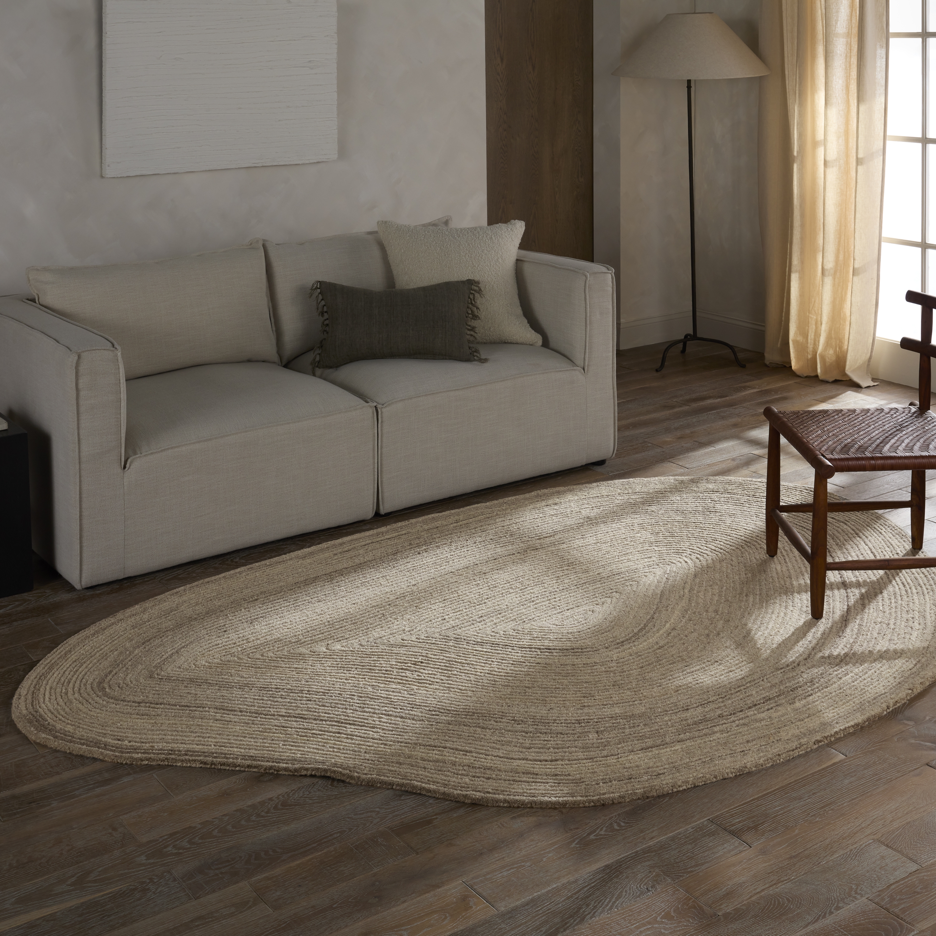 Cedar OKK01 Handmade Geometric Tan Irregular Area Rug (4'x5'11") - Image 4