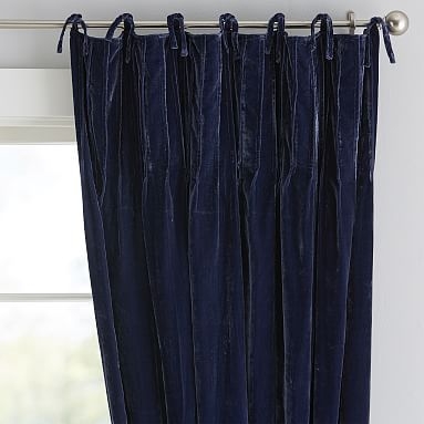 Shimmer Velvet Blackout Curtain, 108", Navy - Image 0