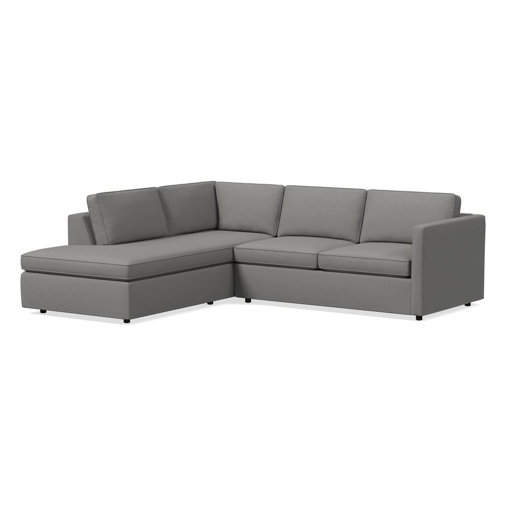 Harris 104" Left Multi Seat 2-Piece Bumper Chaise Sectional, Standard Depth, Performance Washed Canvas, Storm Gray - Image 0
