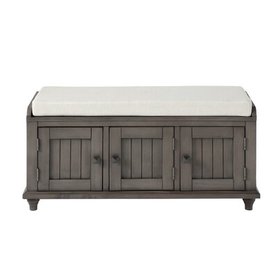 Homes Collection Wood Storage Bench With 2 Cabinets, Gray - Image 0