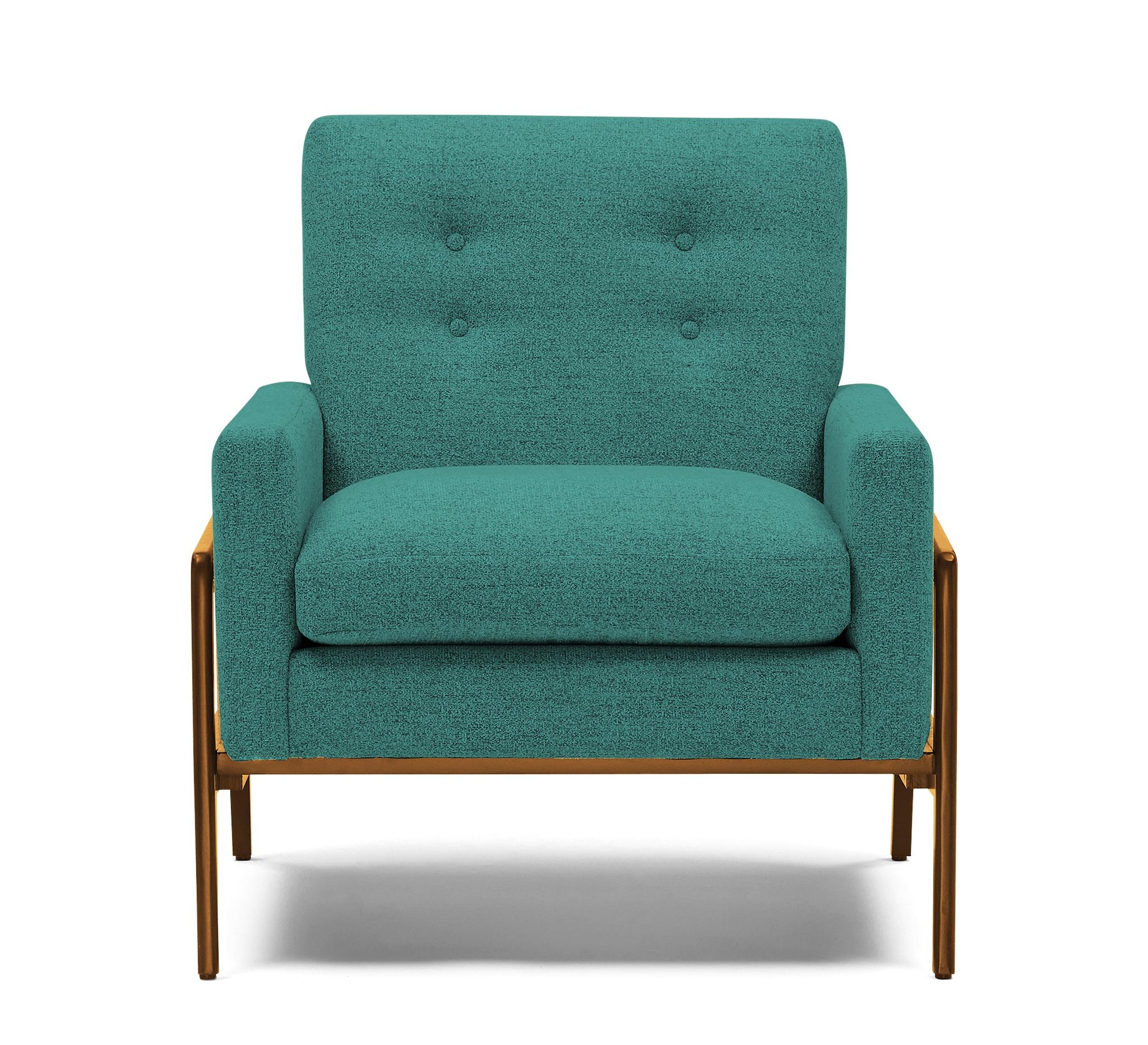 Green Clyde Mid Century Modern Chair - Essence Aqua - Mocha - Image 0