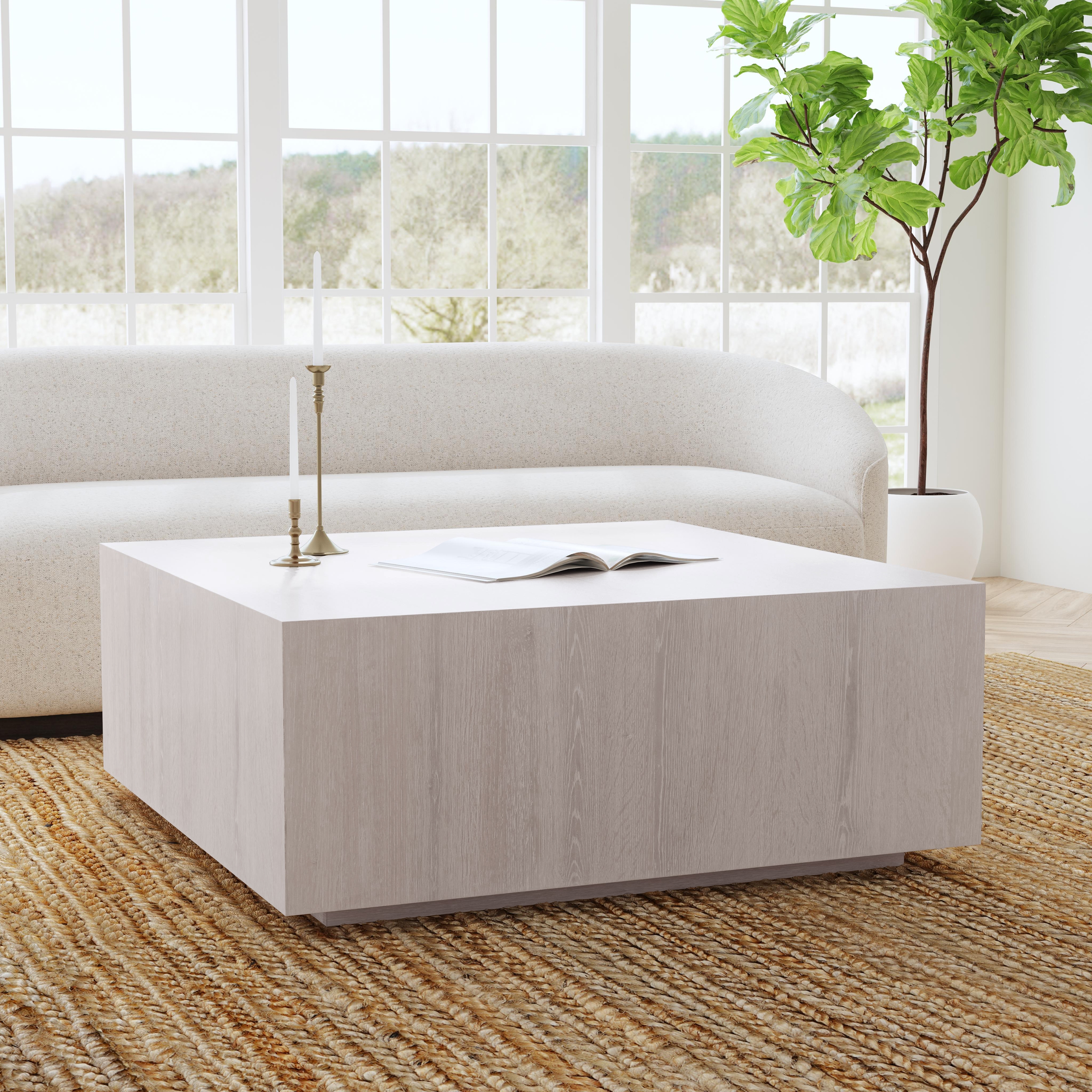 Layne 42" Square Coffee Table w/Casters White Wash - Image 4