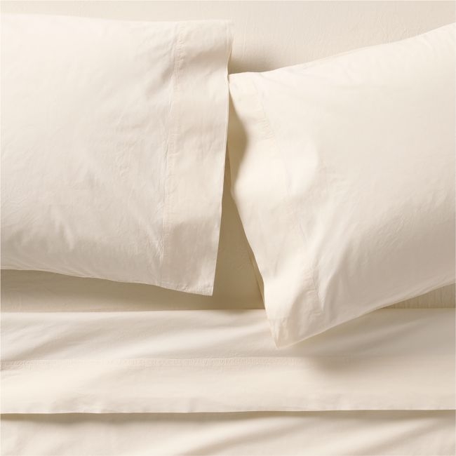 Favorite Washed Organic Cotton Undyed King Bed Sheet Set - Image 0