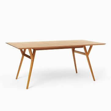 Mid-Century Expandable Dining Table, 60-80", Pebble - Image 1