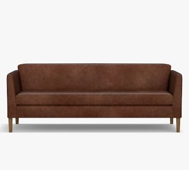 Hudson Leather Loveseat 64.5", Polyester Wrapped Cushions, Statesville Toffee - Image 3