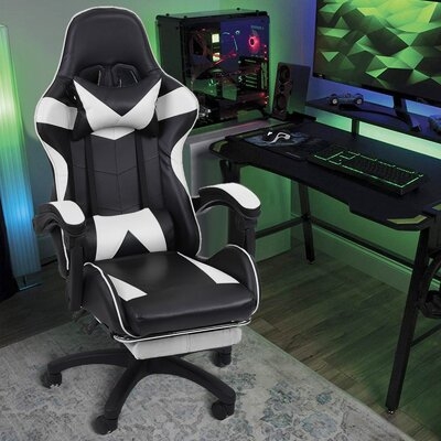 Gaming Chair With Footrest Adjustable Backrest Reclining Leather Office Chair - Image 0