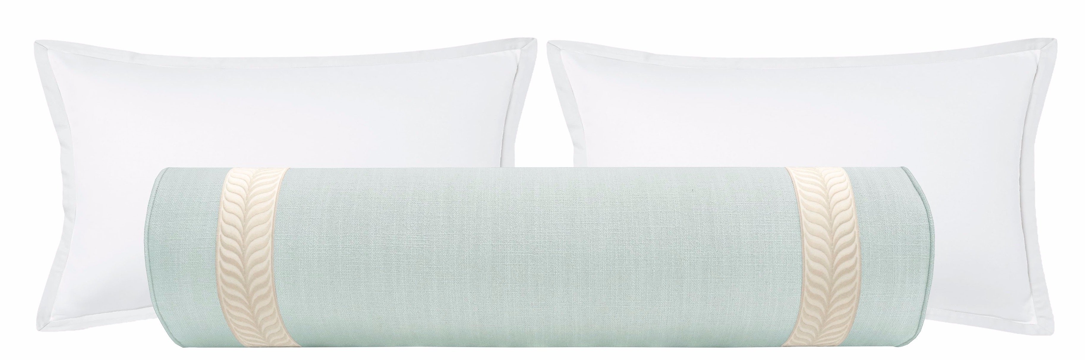 The Bolster :: Signature Linen // Spa Blue +  Trim // Cashmere - KING // 9" X 48" - Image 0