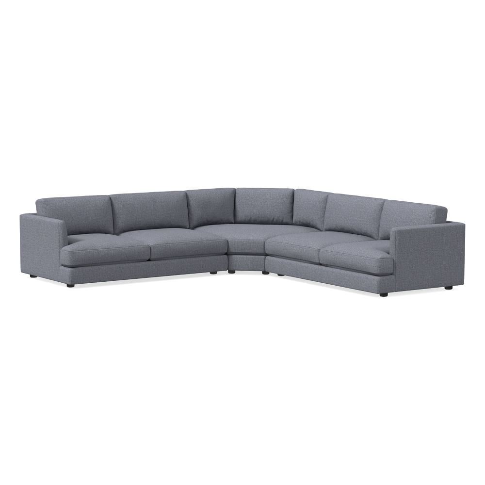 Haven 125" Multi Seat L-Shaped Wedge Sectional, Standard Depth, Yarn Dyed Linen Weave, graphite - Image 0