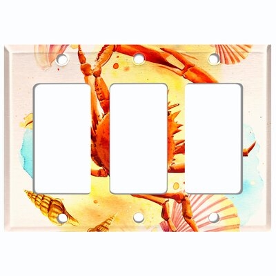 Metal Light Switch Plate Outlet Cover (Sea Crab Shell Sand Beach  - Triple Rocker) - Image 0