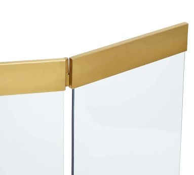 Modern Glass Tri-Panel Firescreen, Brass - Image 1