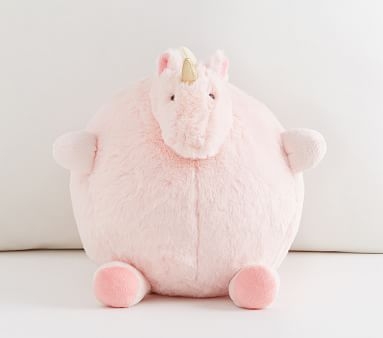 Round Unicorn Pillow, 9 Inch Diameter, Light Pink - Image 0