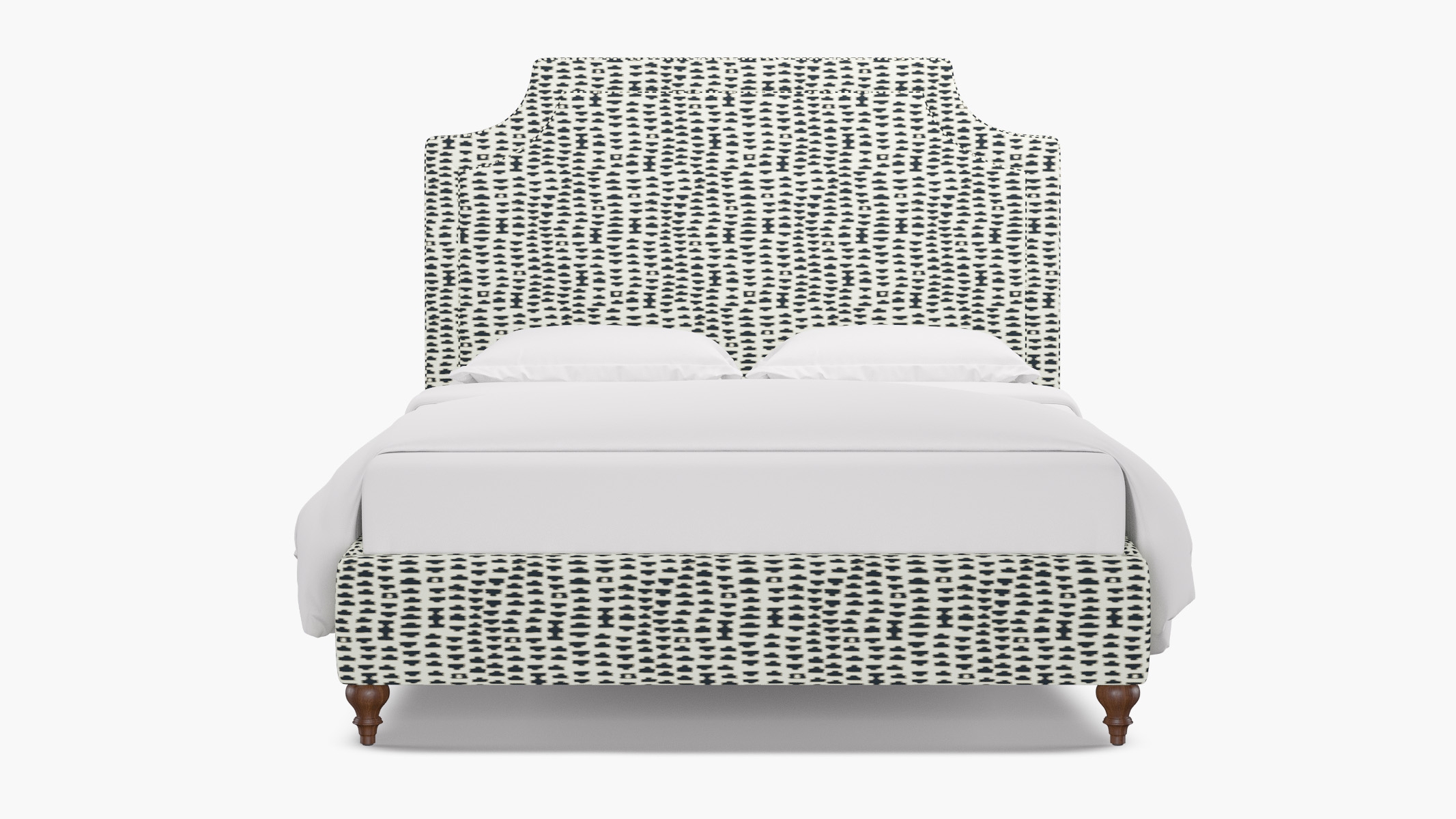 Deco Bed, Ivory Odalisque, Walnut Traditional Turned Leg, King - Image 0