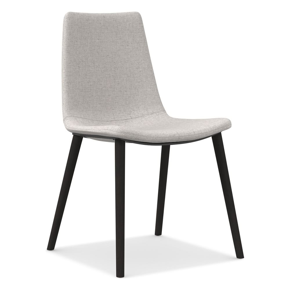 Slope Dining Chair Wood Base, Performance Coastal Linen, Dove, Black - Image 0