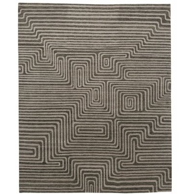 Plateau Geometric Hand-Knotted Wool Taupe Area Rug - Image 0