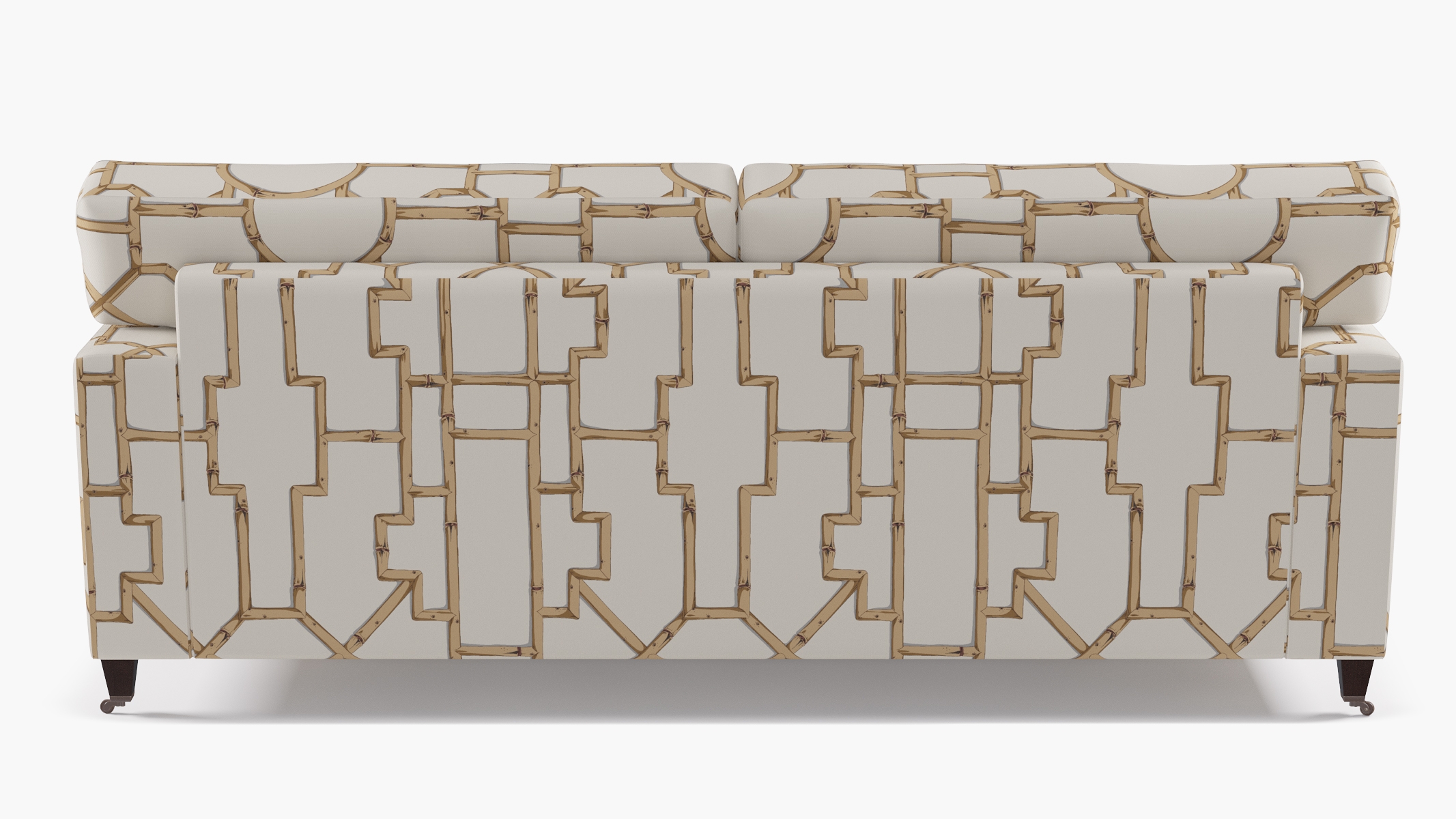 Classic Sofa, Tan Baldwin Bamboo, Espresso with Antique Brass Caster - Image 3