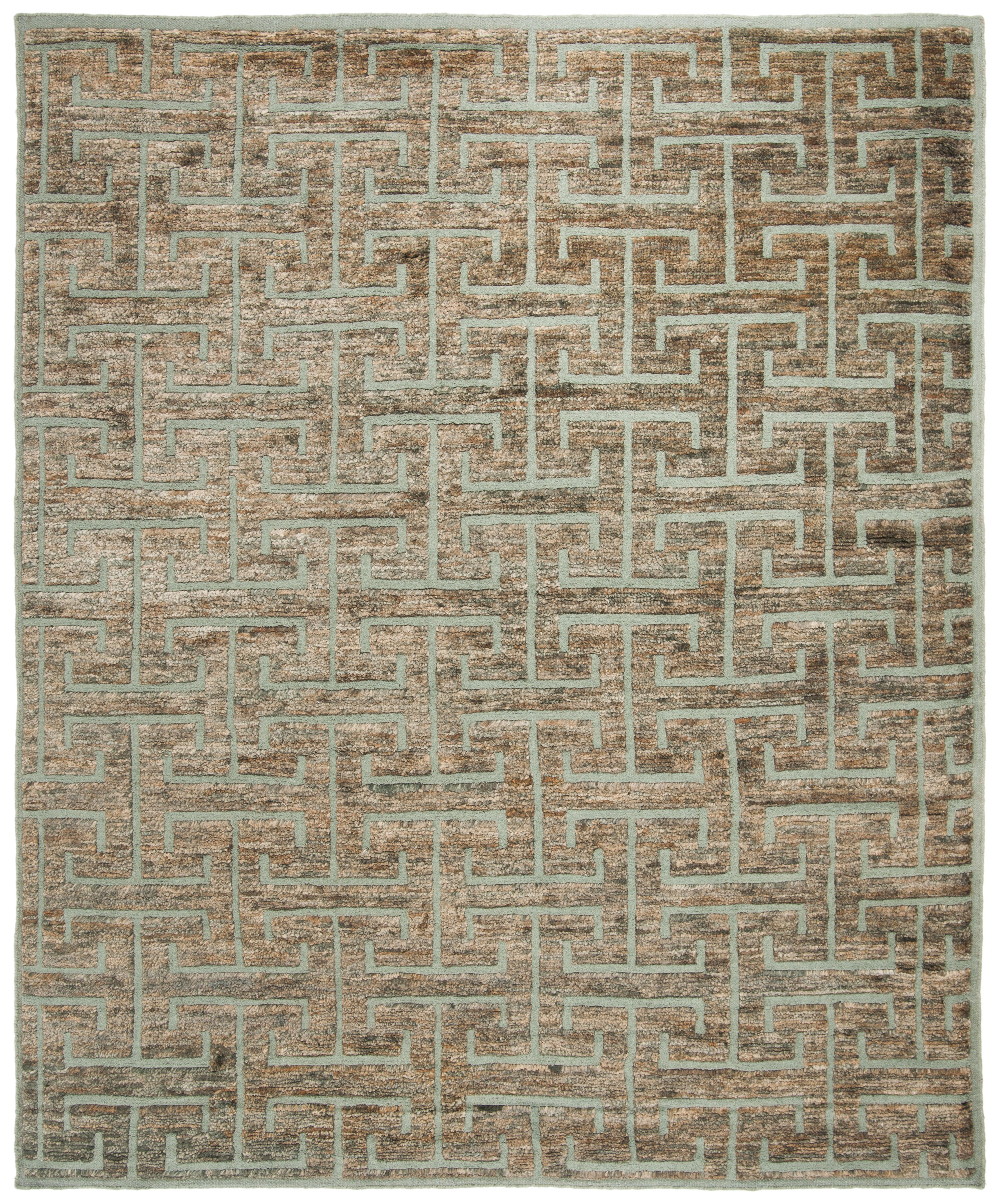 Arlo Home Hand Knotted Area Rug, TGR417D, Blue/Beige,  8' X 10' - Image 0