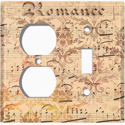 Metal Crosshatch Light Switch Plate Outlet Cover (Music Note Wallpaper  - (L) Single Duplex / (R) Single Toggle) - Image 0