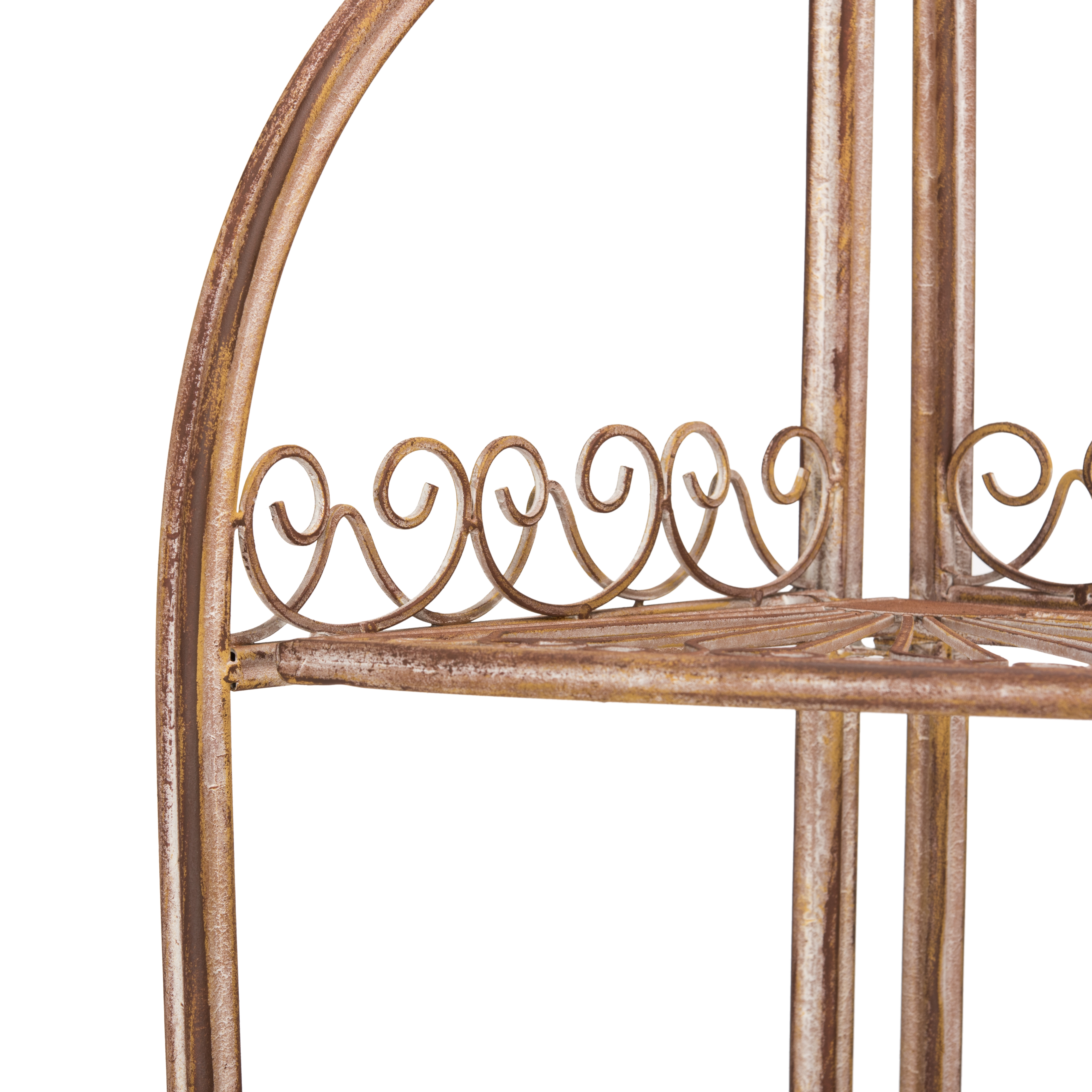 Abarrane Wrought Iron 4 Tier Outdoor Corner Shelf - Rusty Orange - Safavieh - Image 0