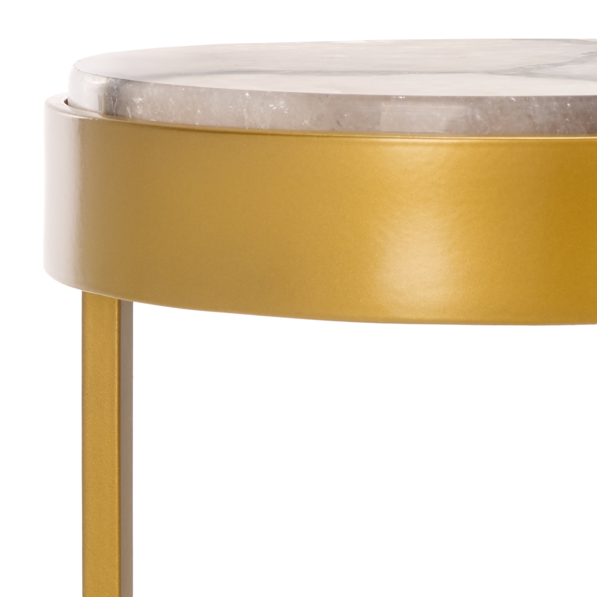 Hannahmarie Stone Drink Table - Gold/White - Image 2
