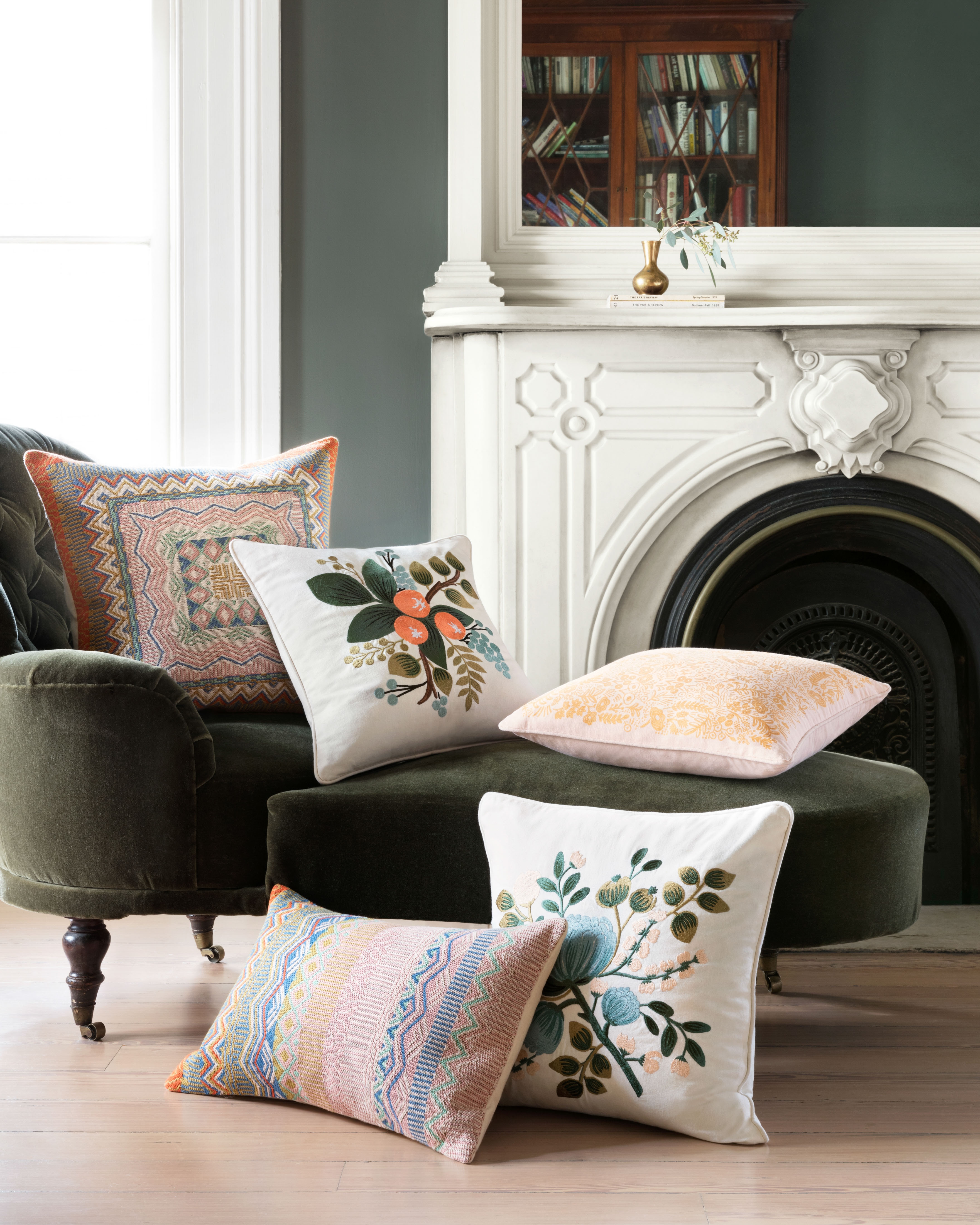 Rifle Paper Co. x Loloi Pillows P6033 Multi 13" x 21" Cover w/Poly - Image 1