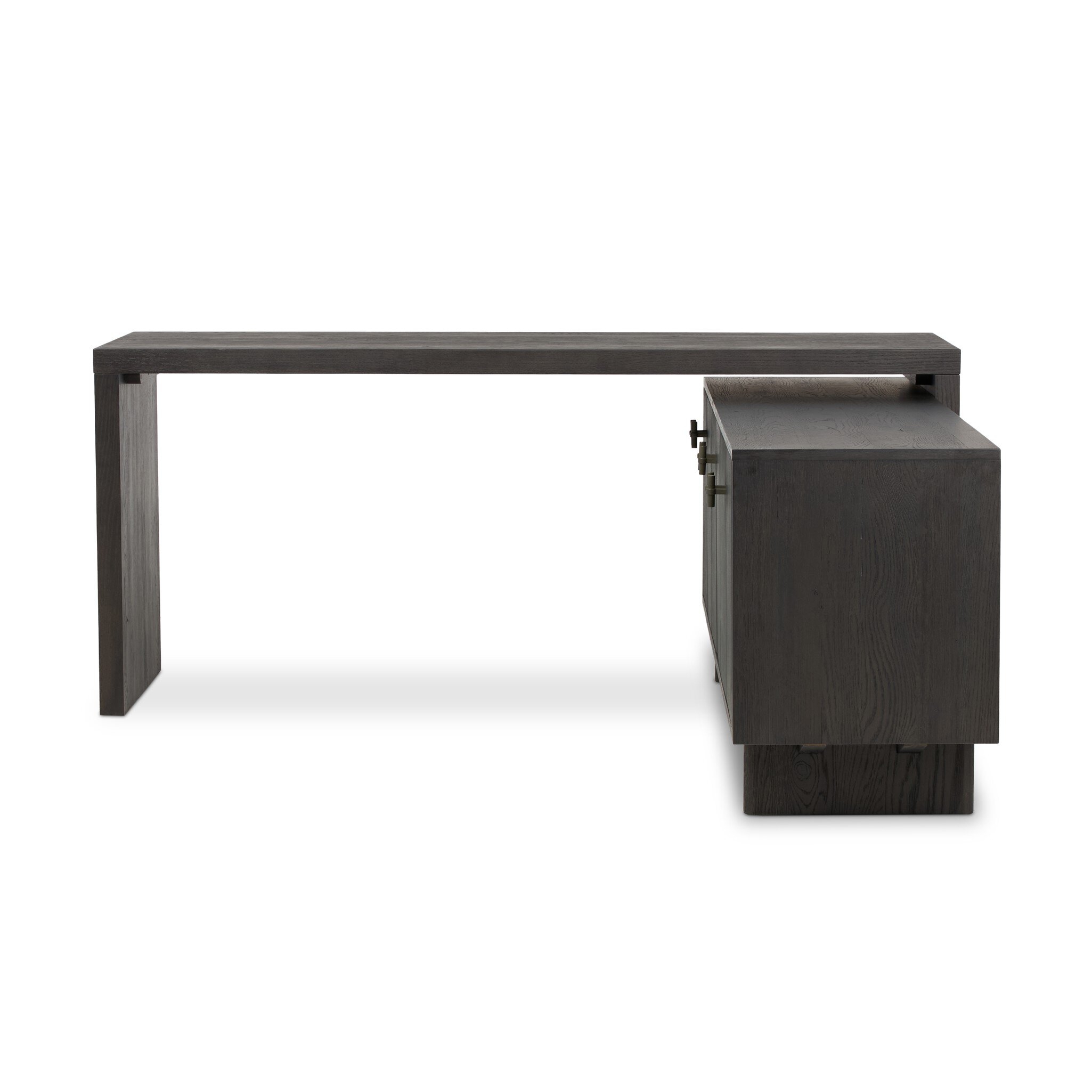 Posada L-Shaped Desk - Worn Black Oak Veneer - Image 2