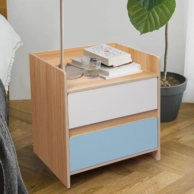 Ebern Designs Nightstand End Table Bedside Table With Storage 2 Drawers Cabinets - Image 0