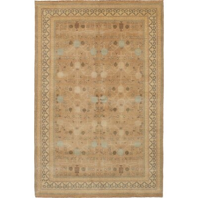 One-of-a-Kind Anag Hand-Knotted 2010s Ushak Beige 5'6" x 8'4" Wool Area Rug - Image 0