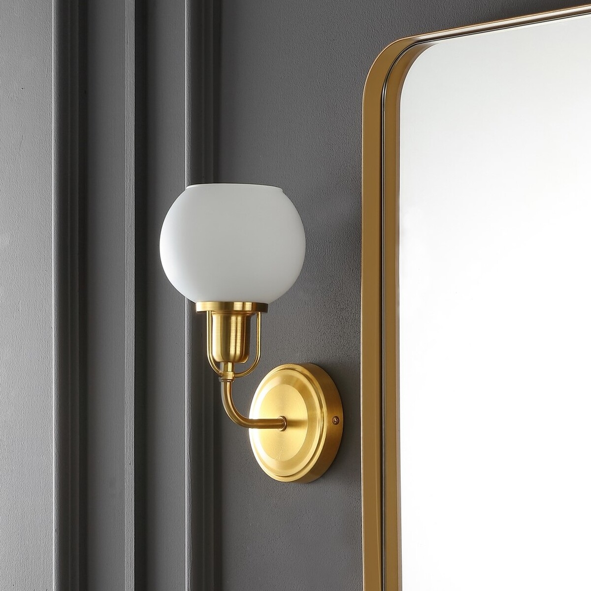 Huron 6.25" Wall Sconce - Brass / White - Safavieh - Image 2