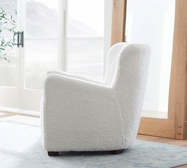 Hart Upholstered Armchair, Polyester Wrapped Cushions, Teddy Faux Fur Ivory - Image 3