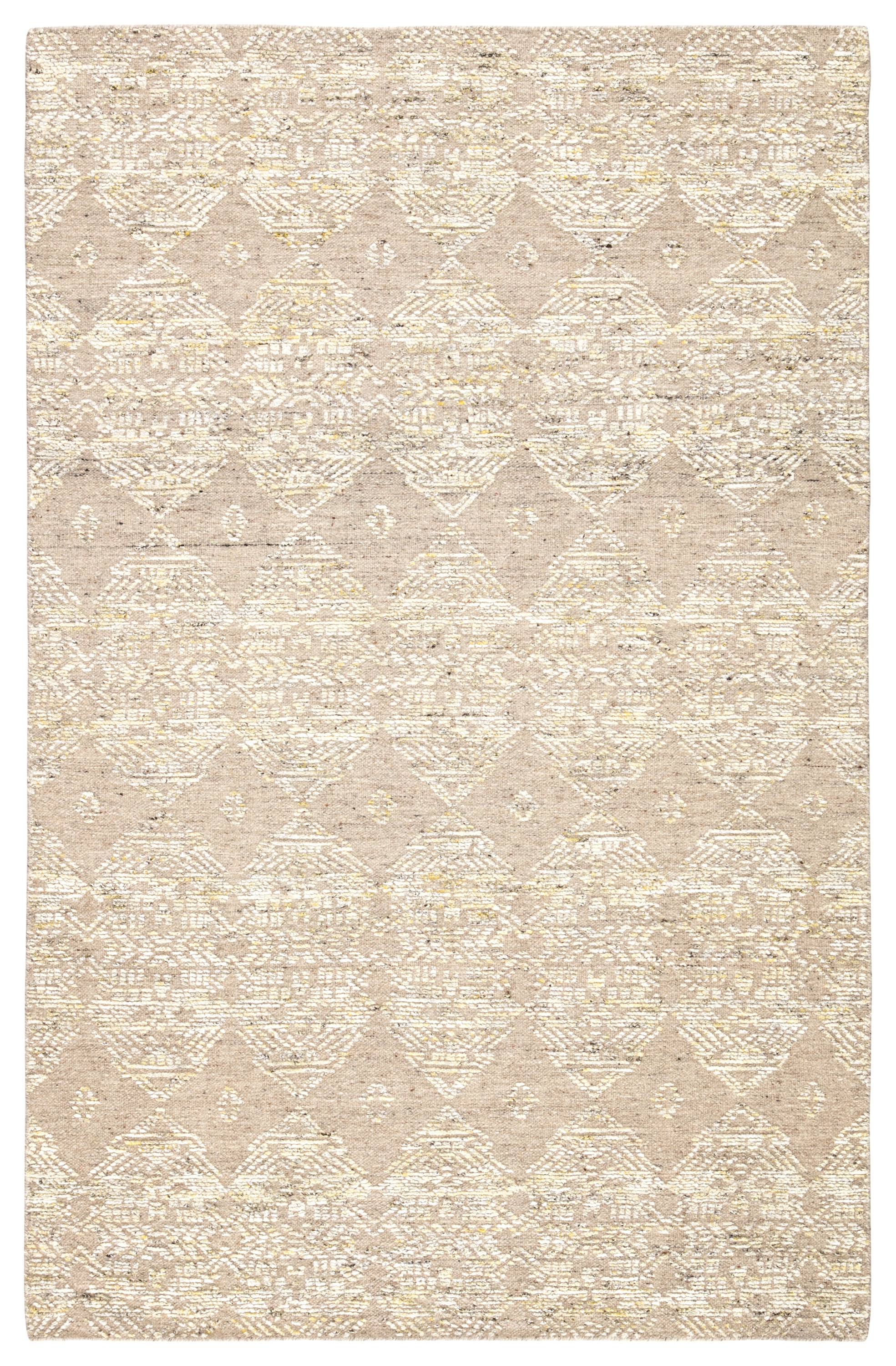 Dentelle Hand-Knotted Geometric Beige/ Gold Area Rug (8'X10') - Image 0