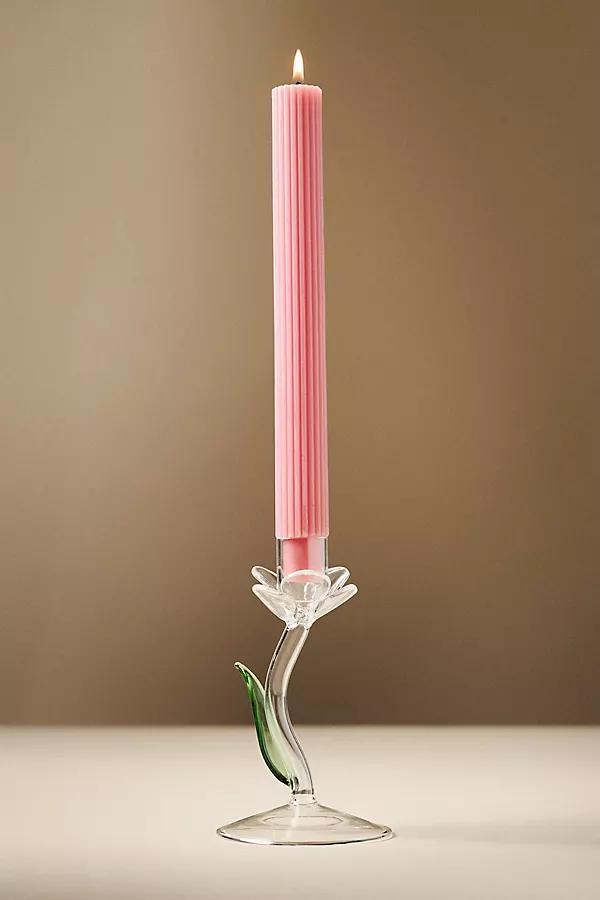 Ivie Floral Glass Taper Candle Holder - Image 0