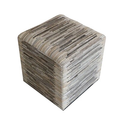 Golla 18" Wide Genuine Leather Square Geometric Pouf Ottoman - Image 0