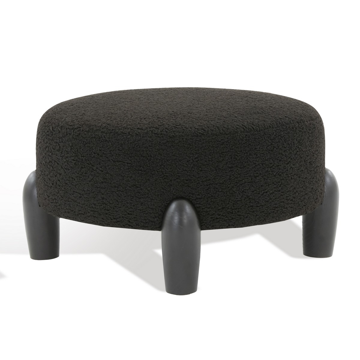 Perez Scandinavian Round Ottoman - Black - Image 3