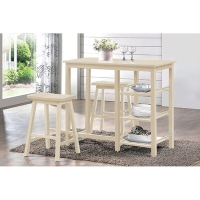 3 - Piece Counter Height Rubberwood Solid Wood Dining Set - Image 0