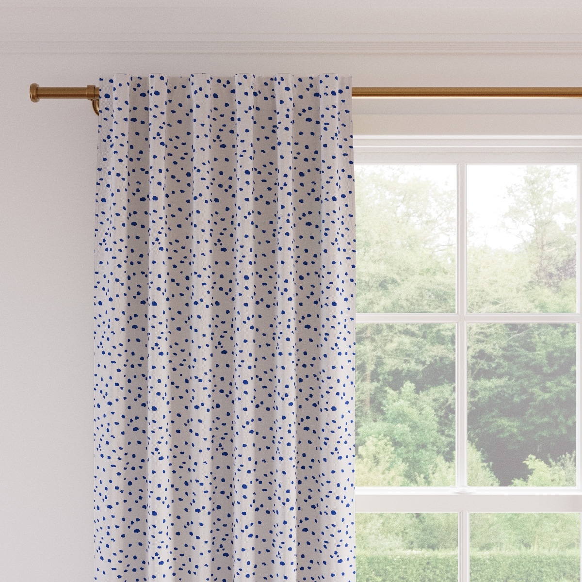 Printed Linen Curtain, Blue Dalmatian, 50" x 96", Privacy - Image 1