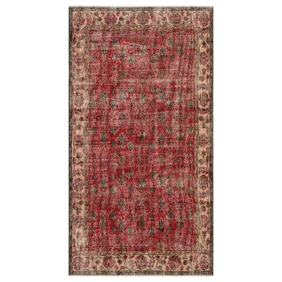 One-of-a-Kind Hand-Knotted 1960s Red/Beige 3'10" x 6'11" Area Rug - Image 0