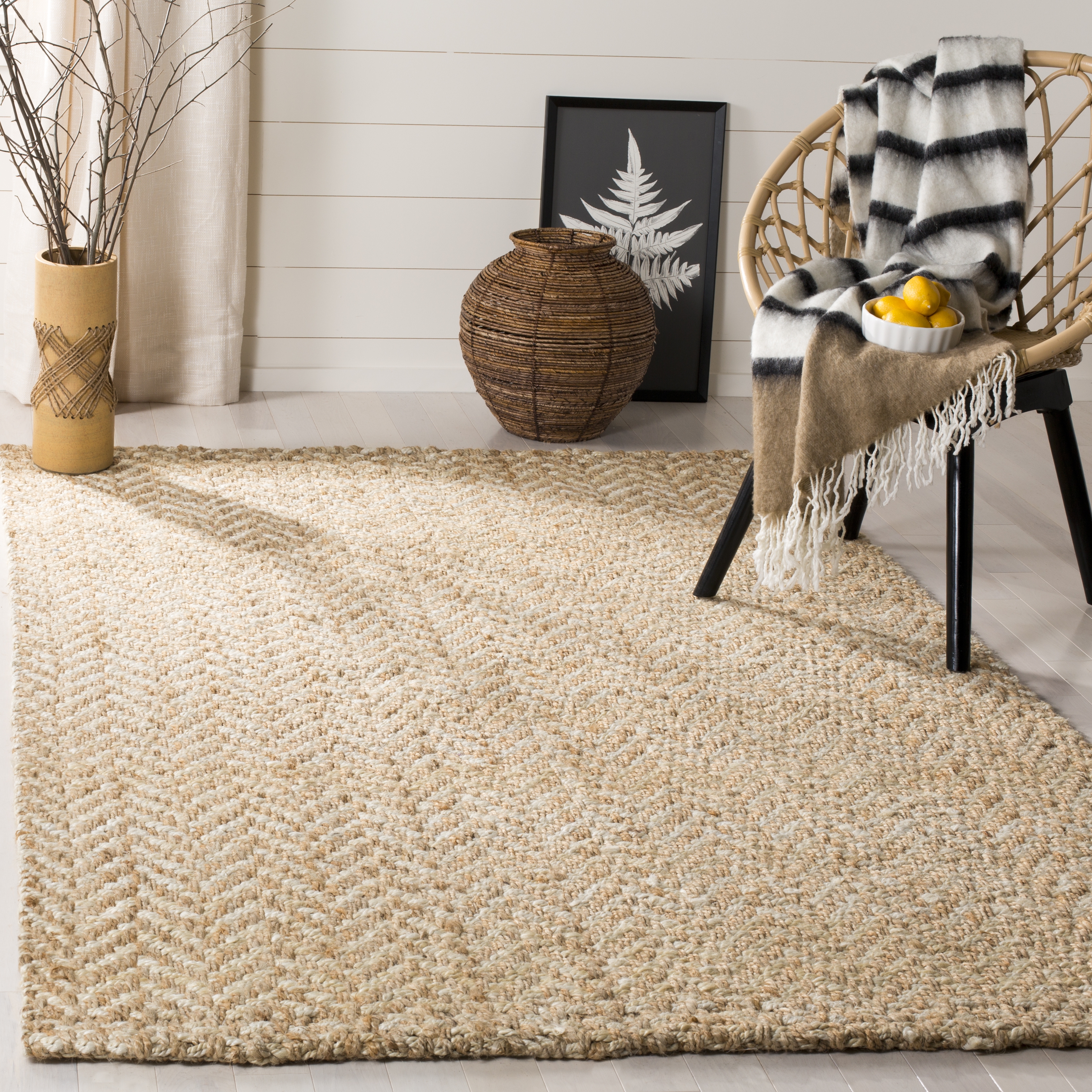 Arlo Home Hand Woven Area Rug, NF264A, Ivory/Natural,  9' X 12' - Image 1
