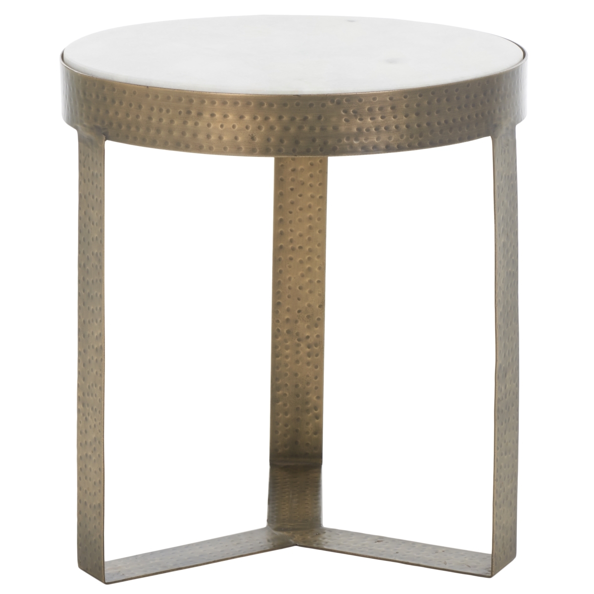 Triss Round Accent Table - White Marble / Antique Brass - Safavieh - Image 7