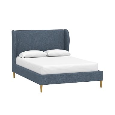 Wren Wingback Bed, Queen, Boucle Twill Indigo, IDS - Image 0