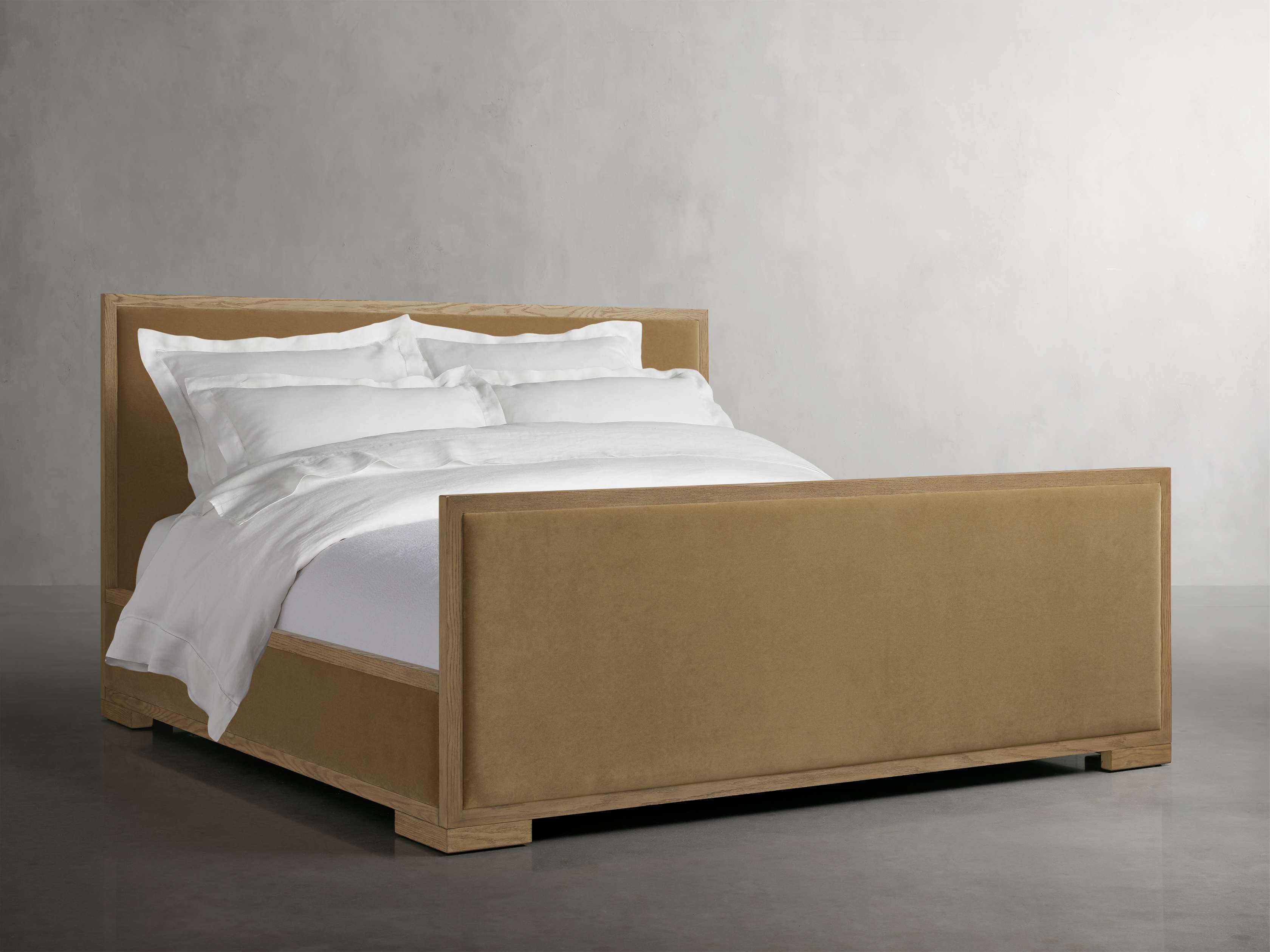 Darien Panel Bed with High Footboard in Upholstered 48" Queen None  Banks Taupe/Fawn - Image 0