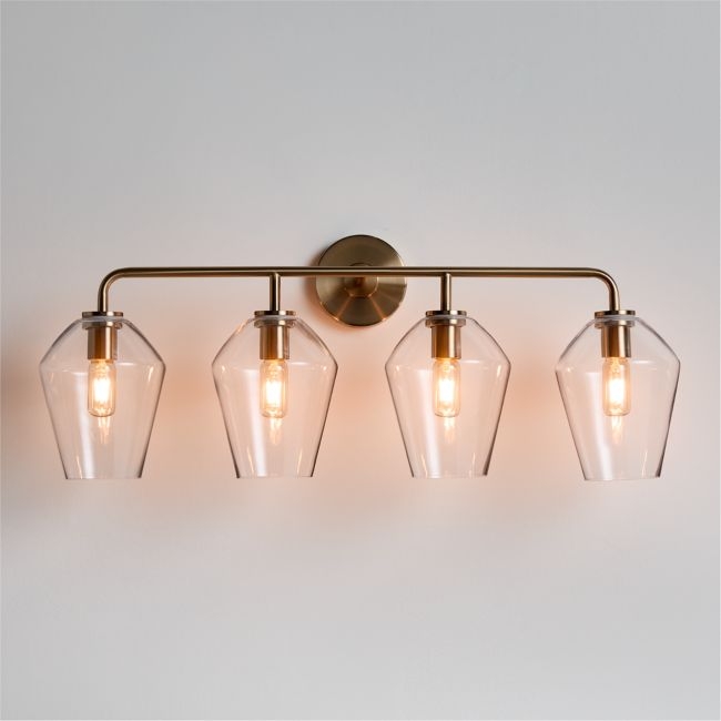 Arren Brass 4-Light Wall Sconce Light with Clear Glass Angled Shade - Image 0