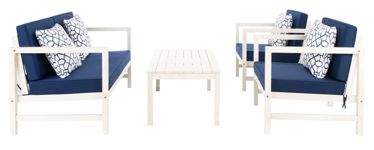 Montez 4 Piece Set - White / Navy - Safavieh - Image 6