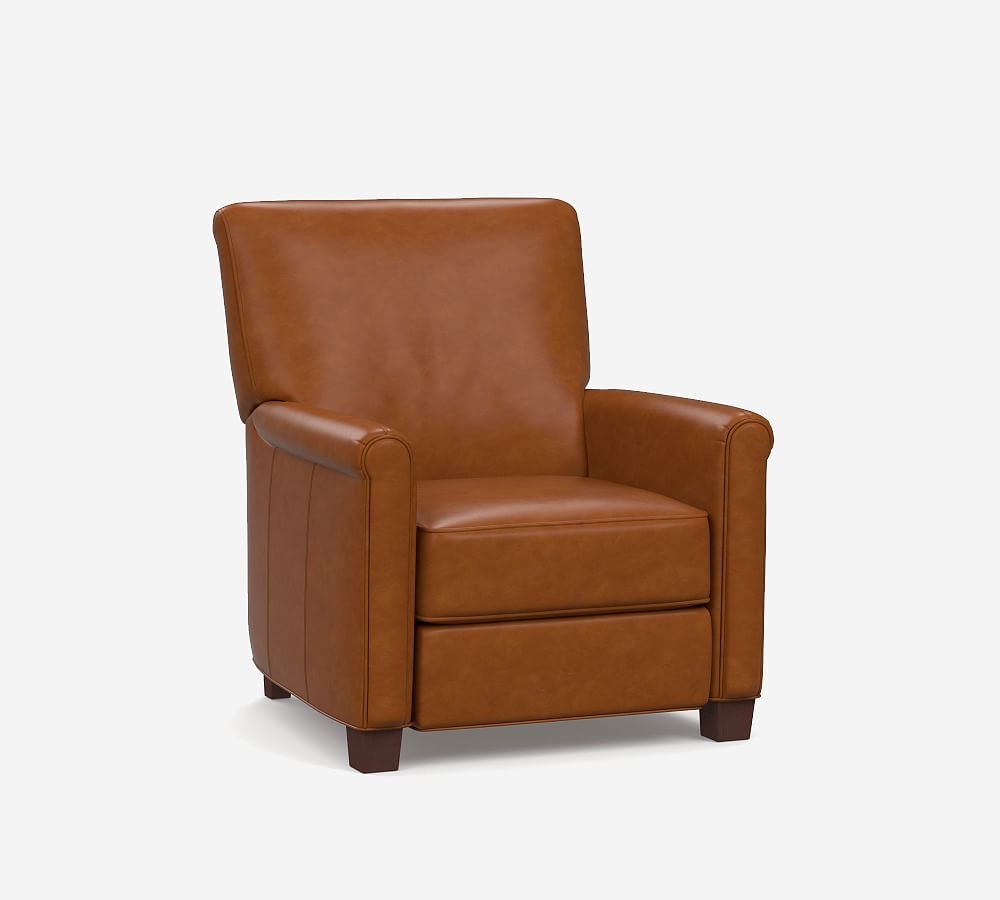 Irving Roll Arm Leather Power Tech Recliner, Polyester Wrapped Cushions, Nubuck Coffee - Image 0