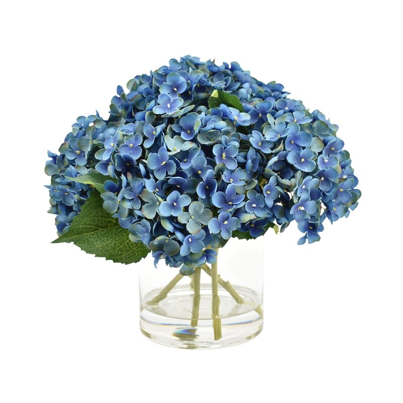 Hydrangea Floral Arrangement in Vase Flower Color: Blue - Image 0
