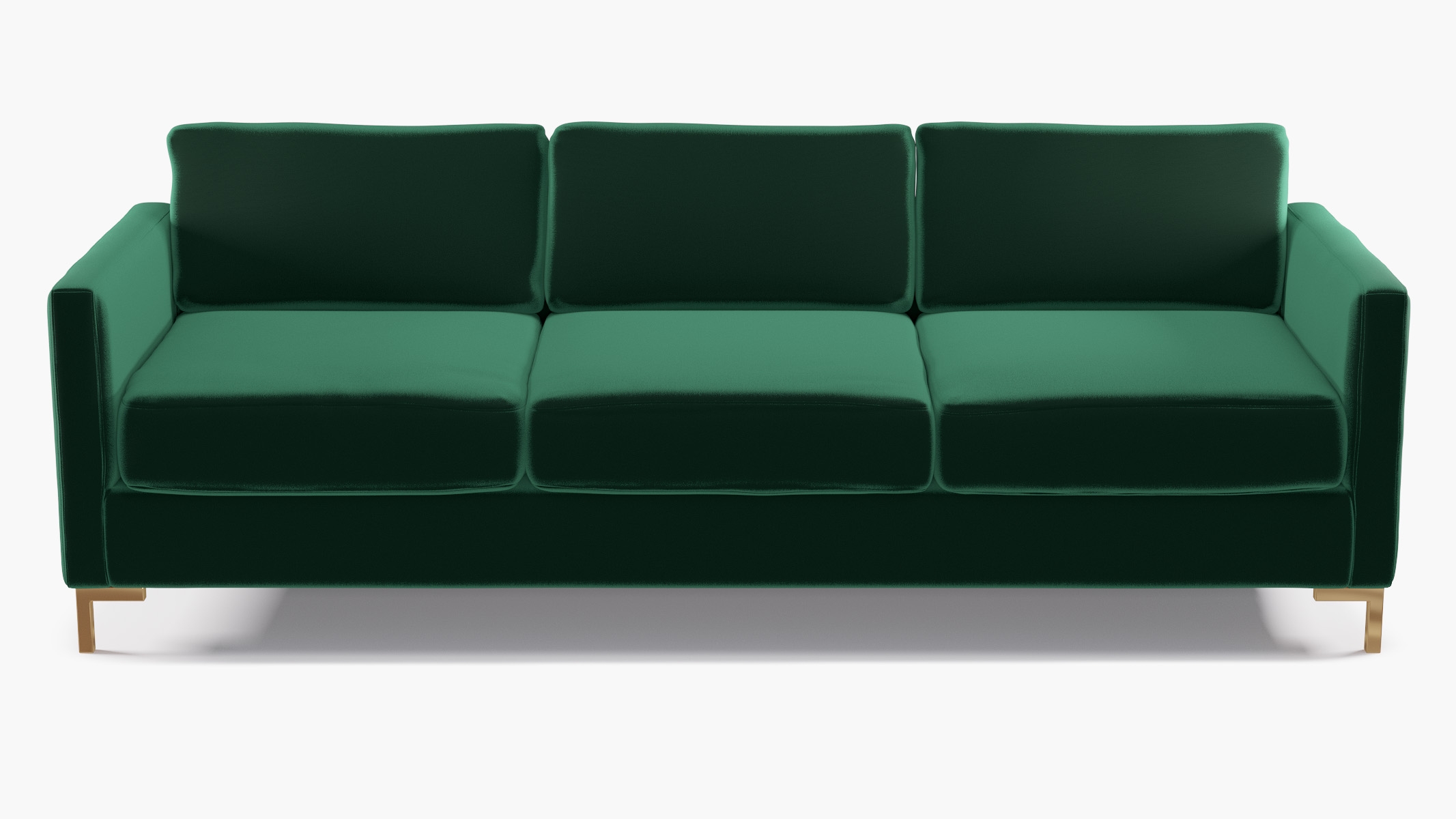 Modern Sofa, Spruce Performance Plush Velvet, Brass L Leg - Image 0